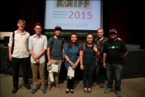 Filmmaking Team of Rapuh/Fragile and their mentors – Aaron (2nd fr left) and Bebbra (3rd fr right)